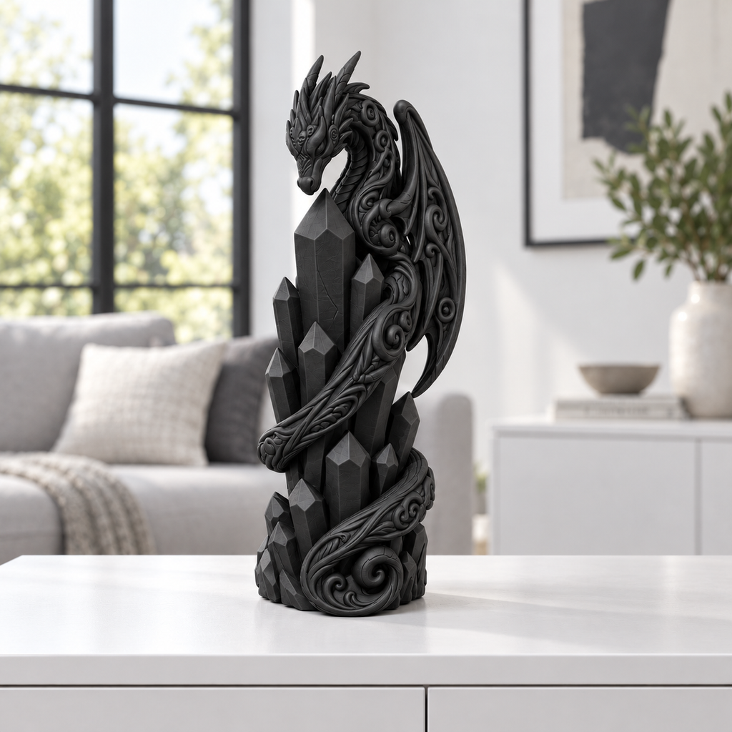 Kristalldrache Ornament - Schwarz gedruckt Wohnzimmer