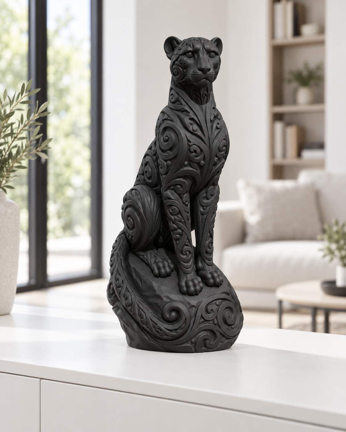 Gepard Ornament - Schwarz gedruckt Wohnzimmer