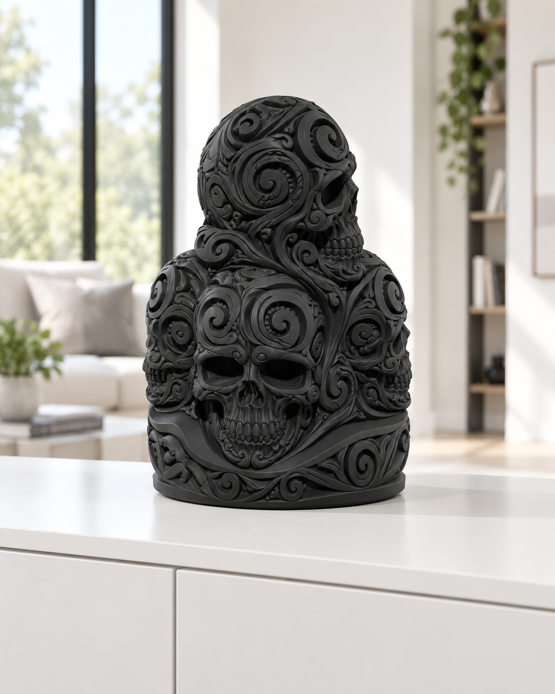 Totenkopfstapel Ornament - Schwarz gedruckt Wohnzimmer