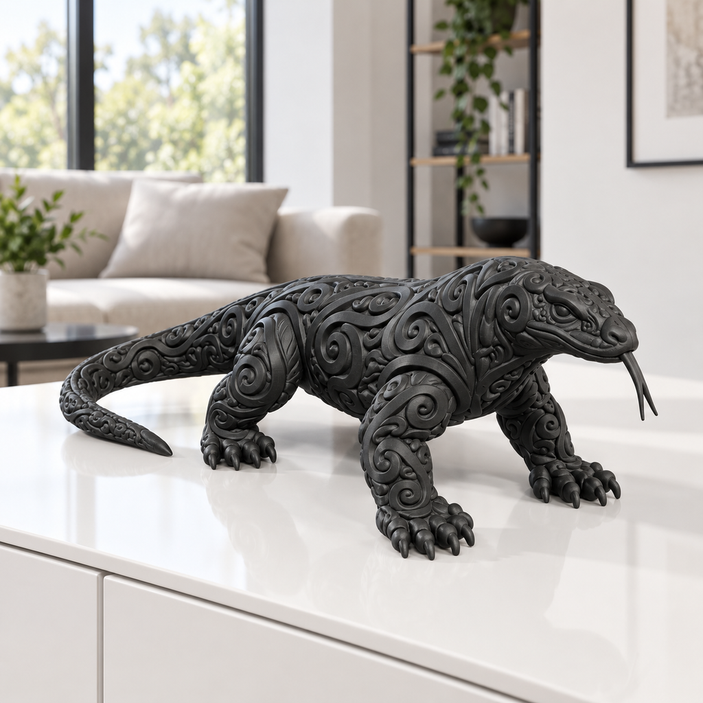 Waran Ornament - Schwarz gedruckt Wohnzimmer