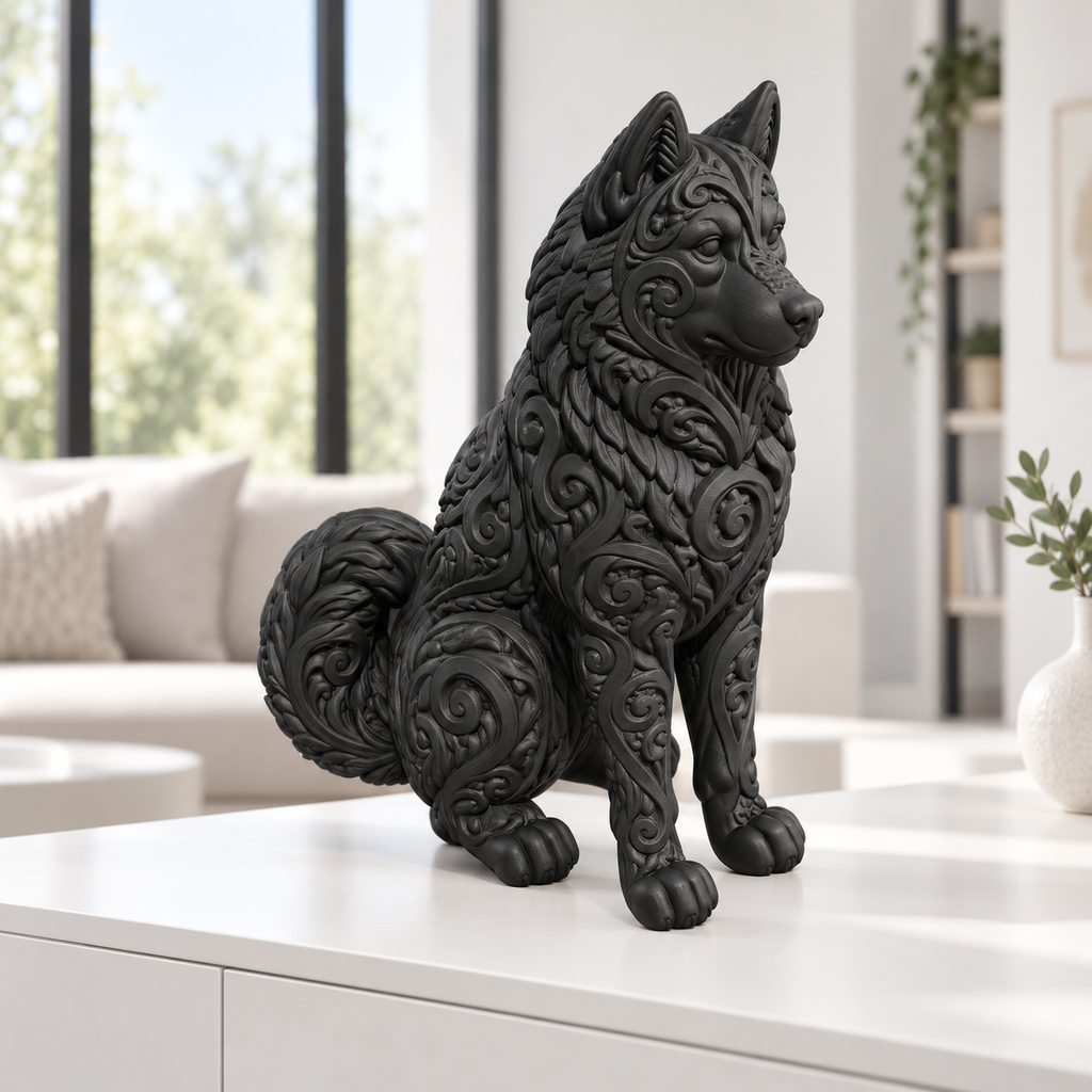 Husky Ornament - Schwarz gedruckt Wohnzimmer