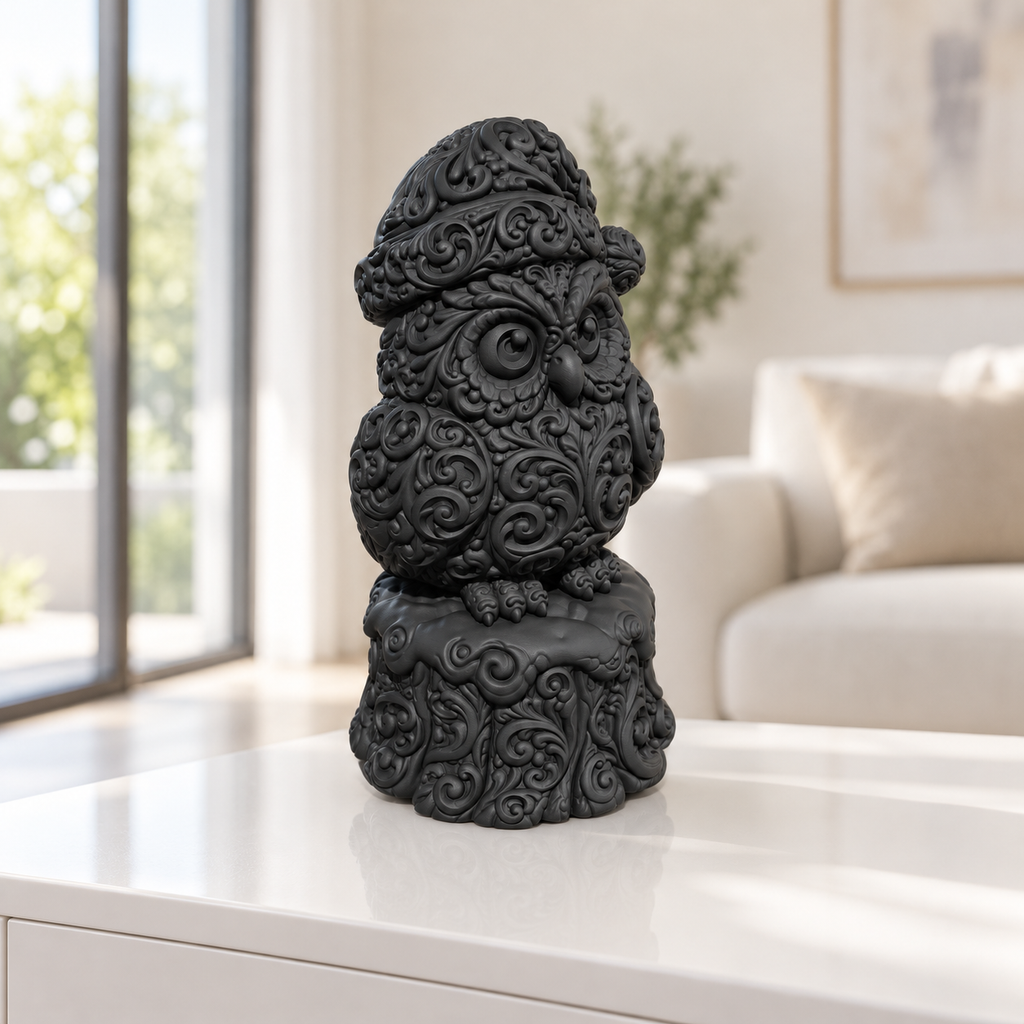 Eule mit Mütze Ornament - Schwarz gedruckt Wohnzimmer