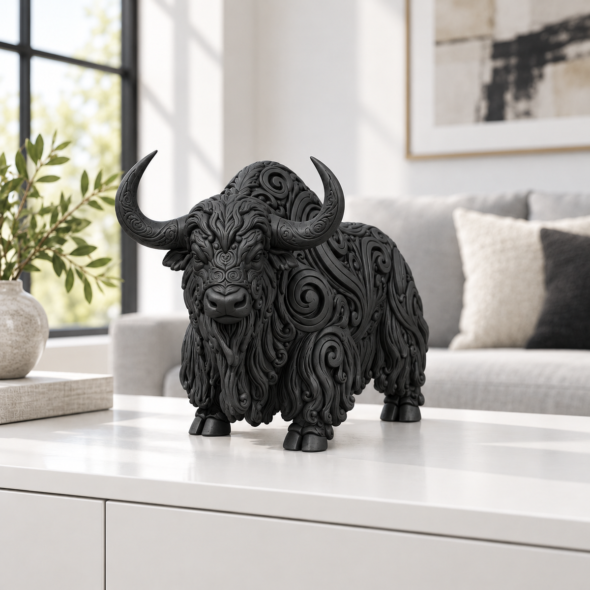 Yak Ornament - Schwarz gedruckt Wohnzimmer
