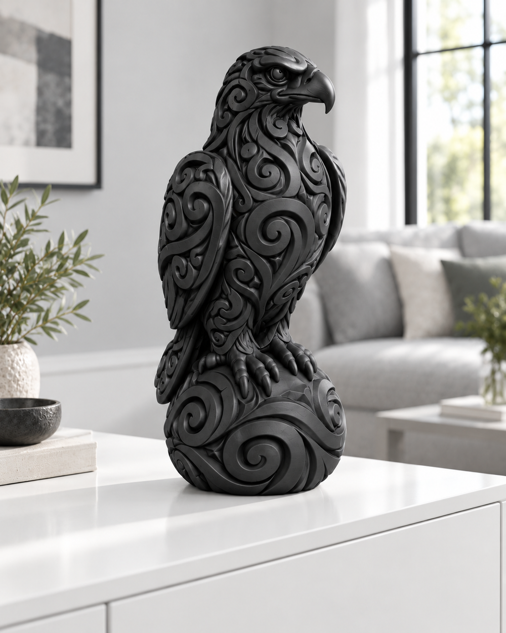 Adler Ornament - Schwarz gedruckt Wohnzimmer