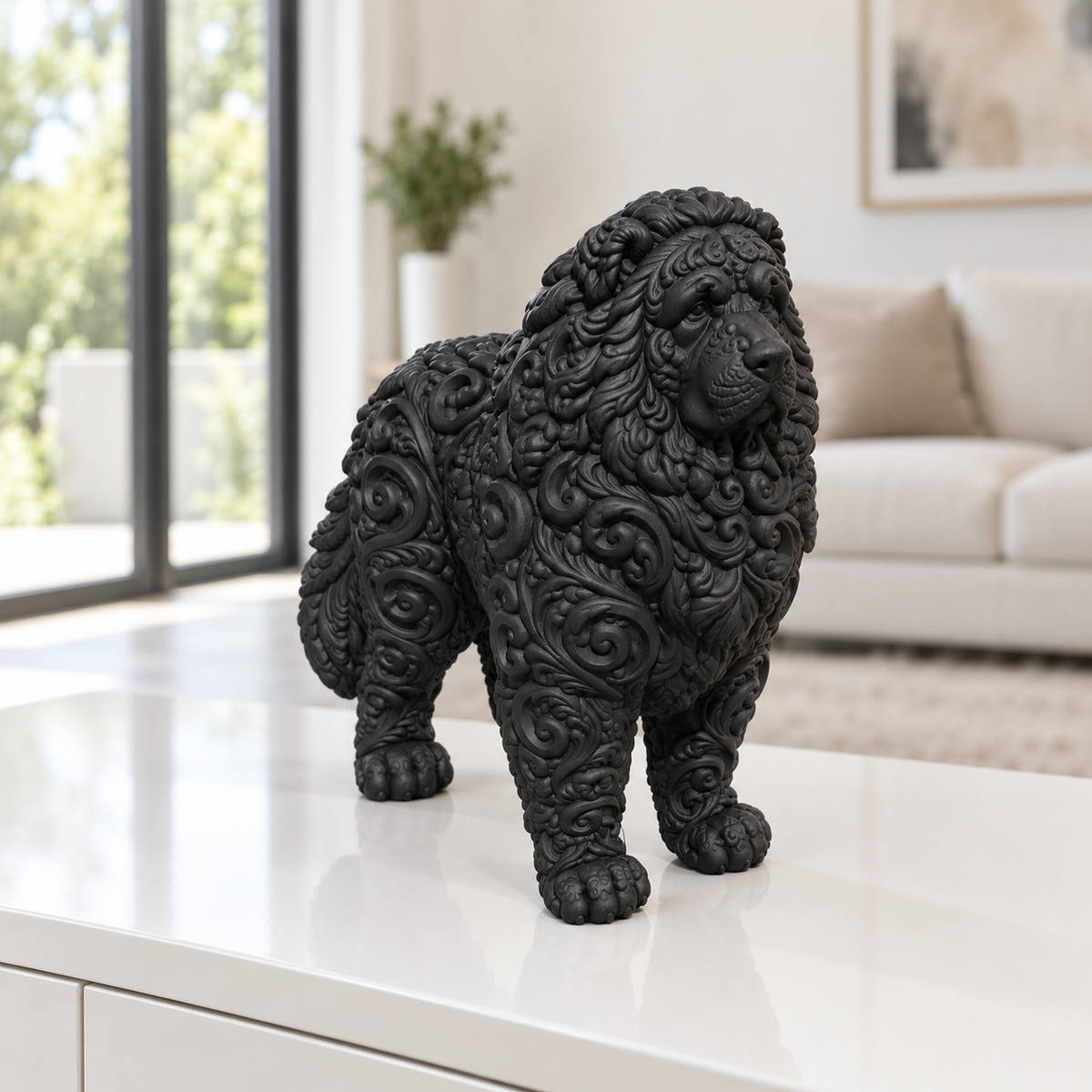 Kaukasischer Owtscharka Ornament - Schwarz gedruckt Wohnzimmer