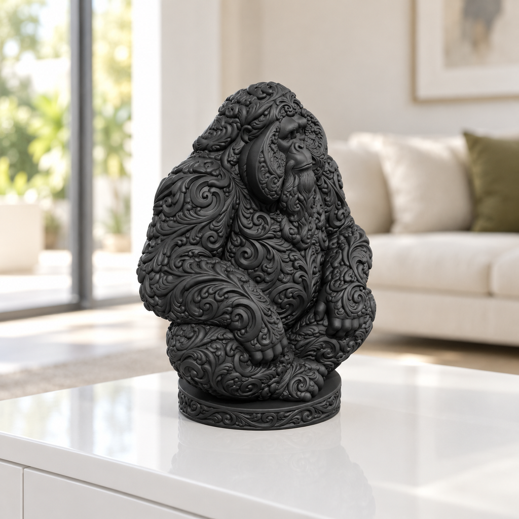 Orang-Utan Ornament - Schwarz gedruckt Wohnzimmer