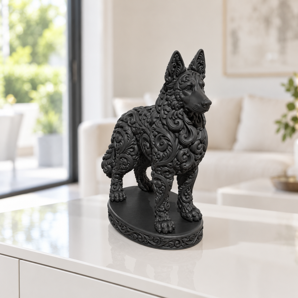 Deutscher Schäferhund Ornament - Schwarz gedruckt Wohnzimmer