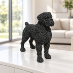 Boxer stehend Ornament - Schwarz gedruckt Wohnzimmer