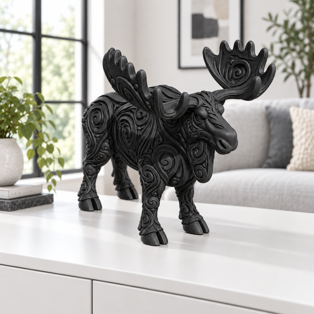 Elch Ornament - Schwarz gedruckt Wohnzimmer