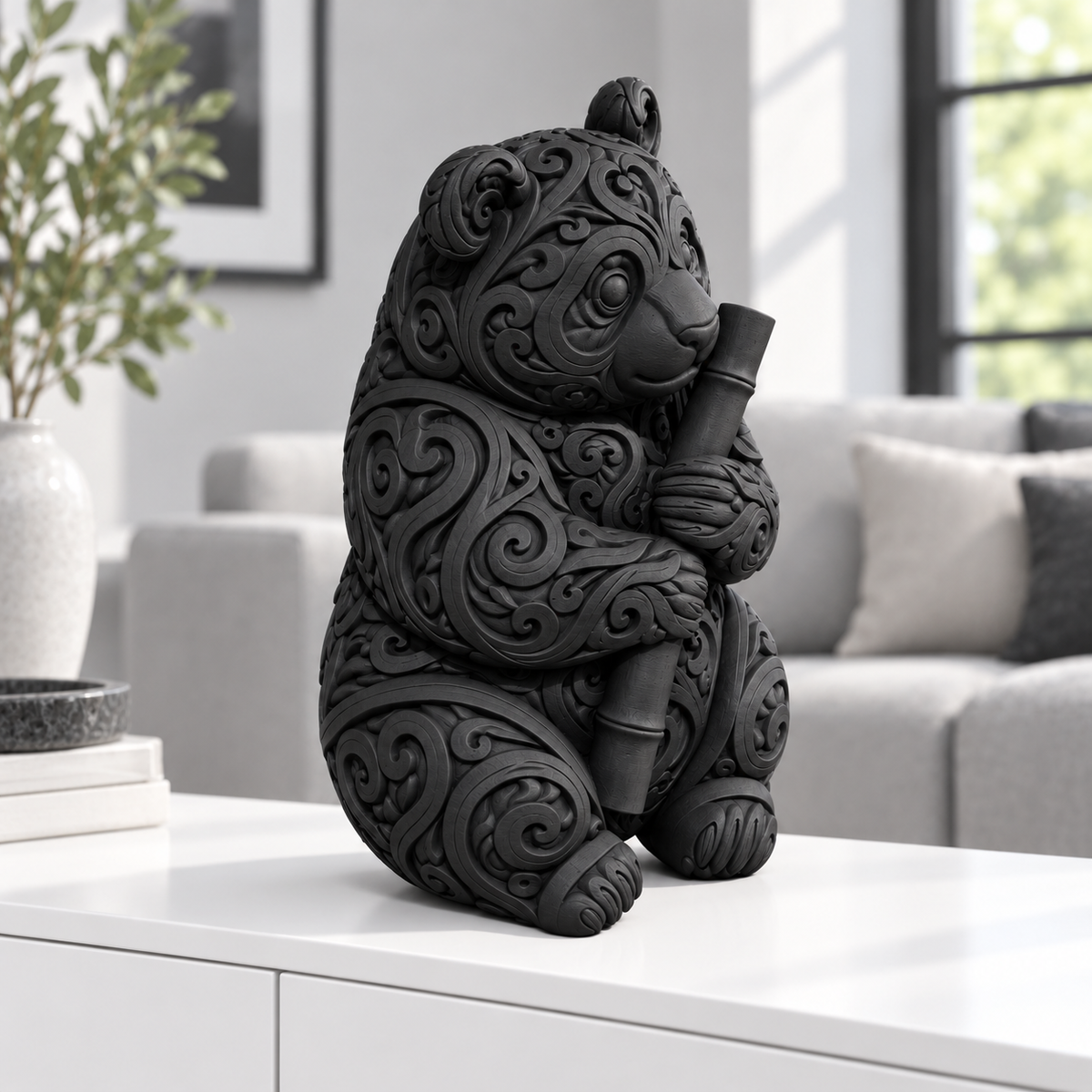 Panda Ornament - Schwarz gedruckt Wohnzimmer