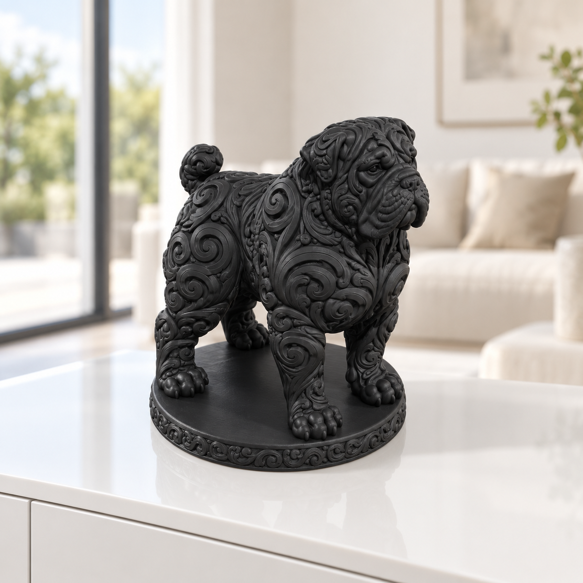 Tosa Inu Ornament - Schwarz gedruckt Wohnzimmer