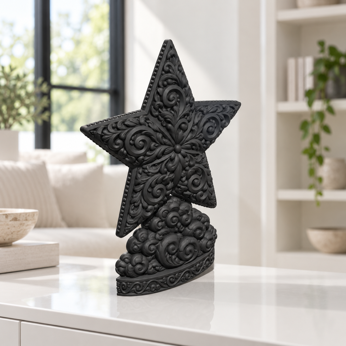 Stern von Bethlehem Ornament - Schwarz gedruckt Wohnzimmer
