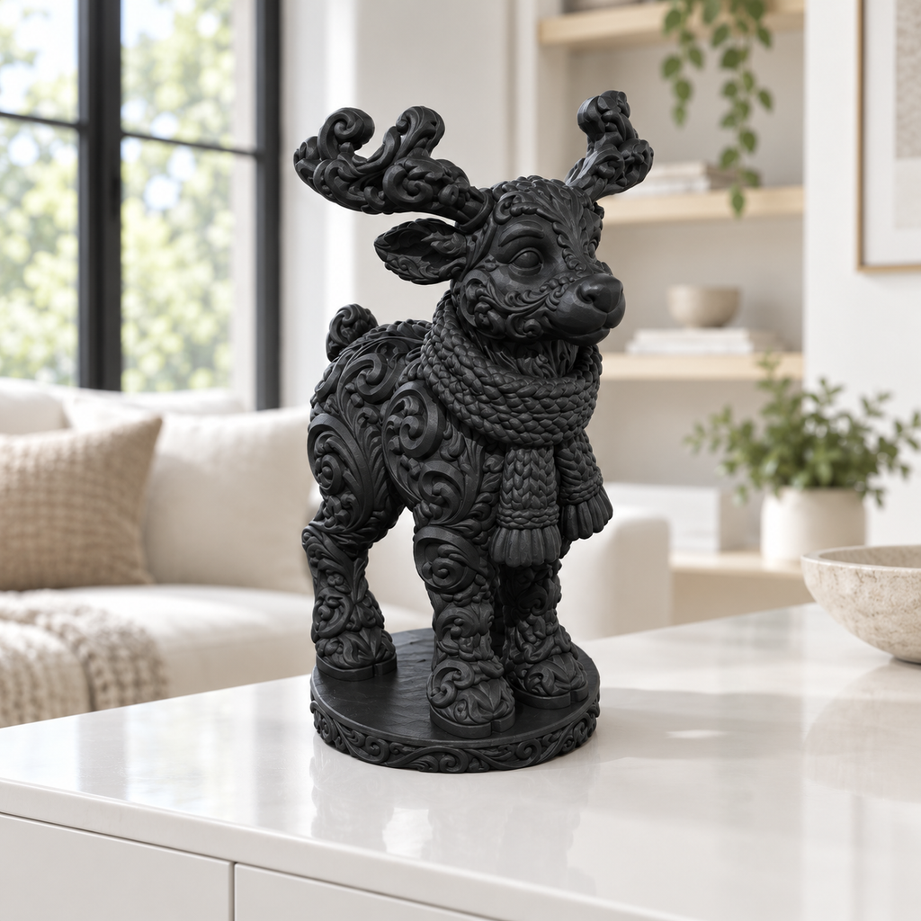 Stehendes Rentier Ornament - Schwarz gedruckt Wohnzimmer