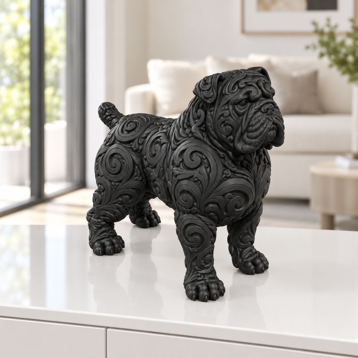 Presa Canario Ornament - Schwarz gedruckt Wohnzimmer