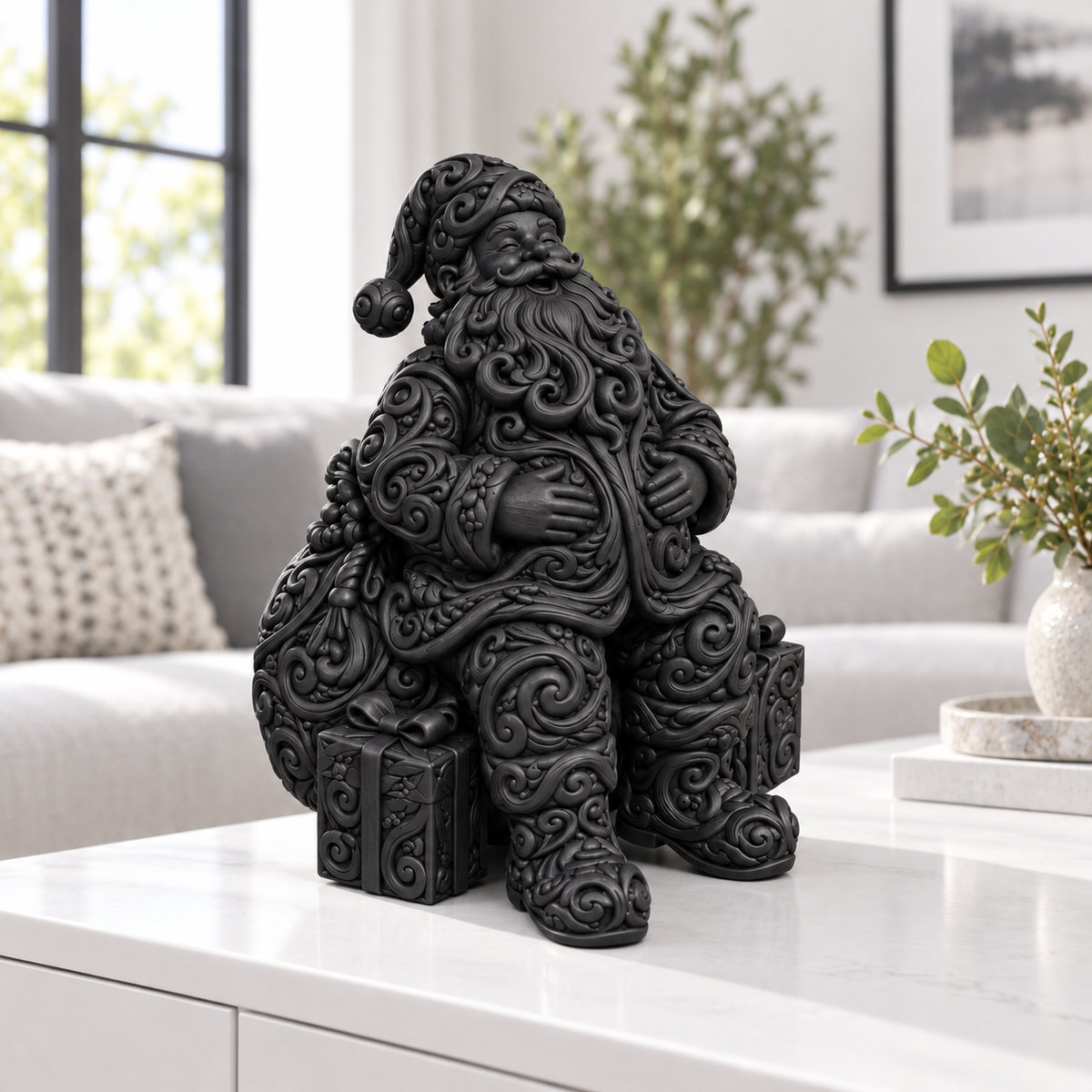 Weihnachtsmann sitzend Ornament - Schwarz gedruckt Wohnzimmer