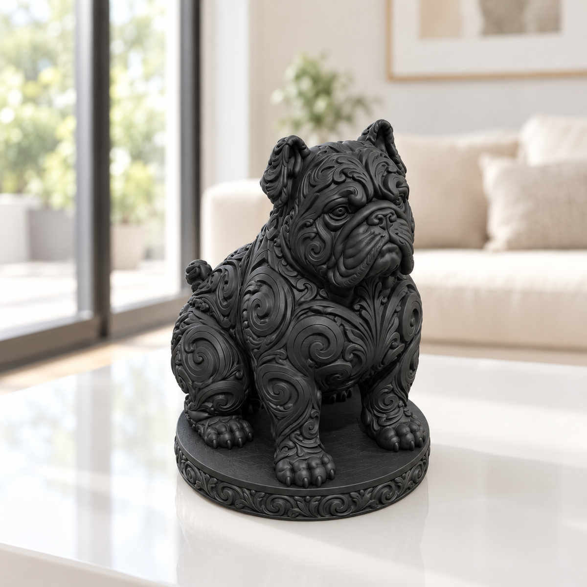 Boston Terrier sitzend Ornament - Schwarz gedruckt Wohnzimmer
