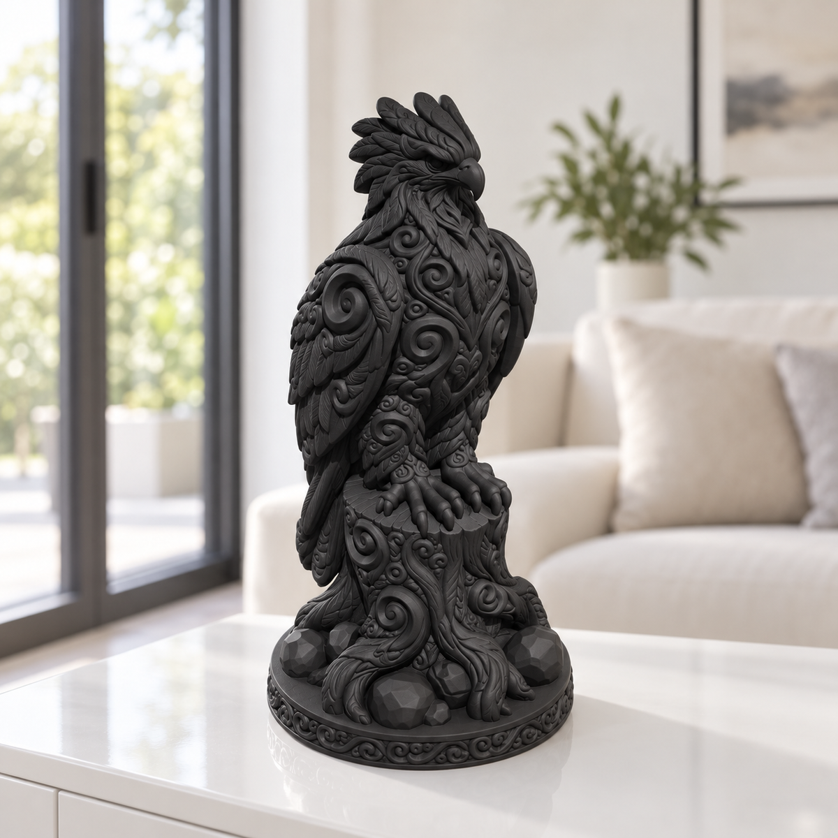 Harpyie auf Stamm Ornament - Schwarz gedruckt Wohnzimmer