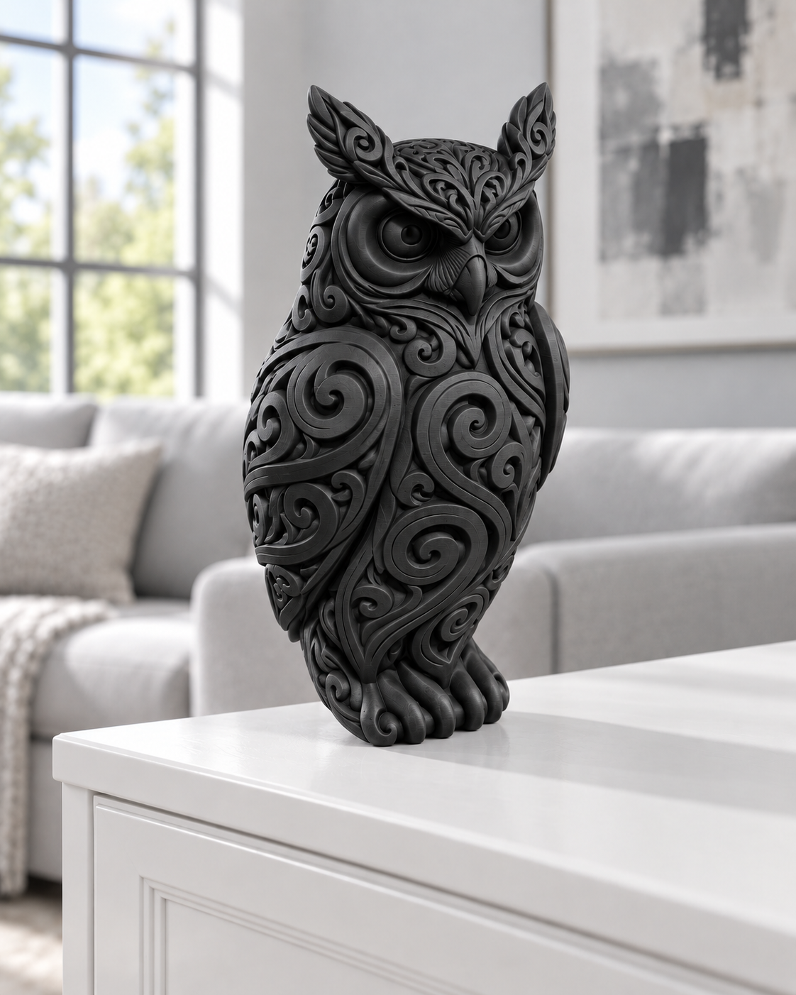 Eule Ornament - Schwarz gedruckt Wohnzimmer