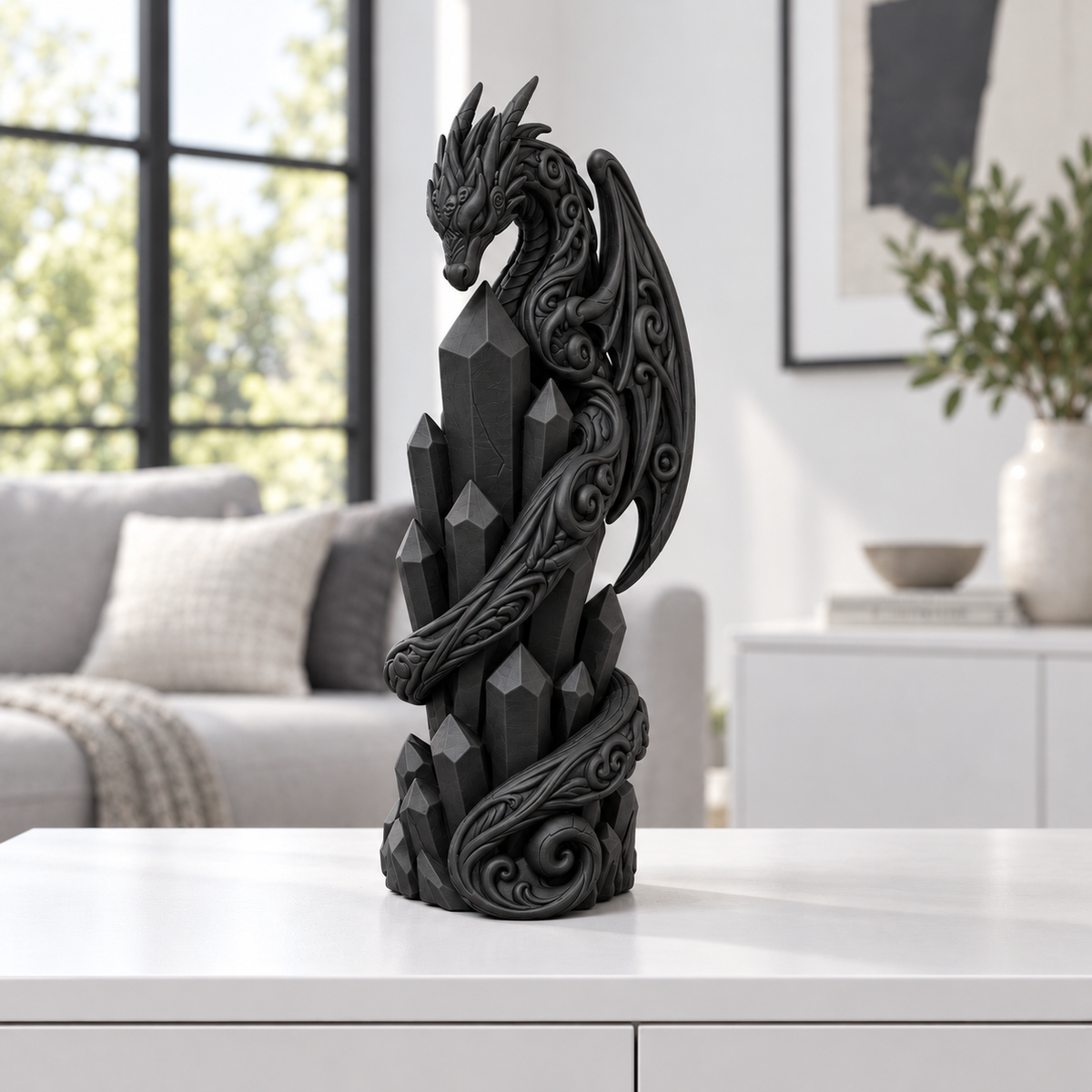 Kristalldrache Ornament - Schwarz gedruckt Wohnzimmer