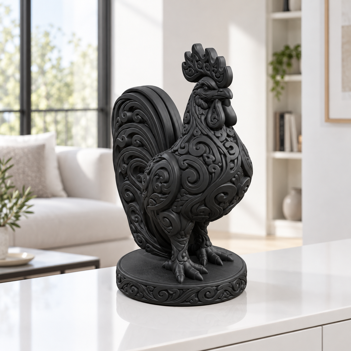 Hahn Ornament - Schwarz gedruckt Wohnzimmer