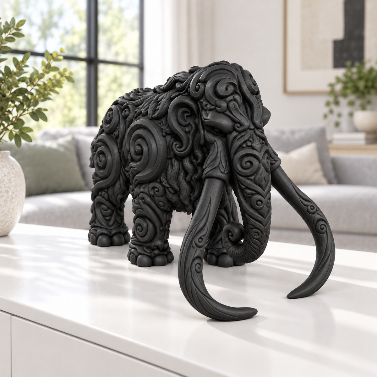 Mammut Ornament - Schwarz gedruckt Wohnzimmer