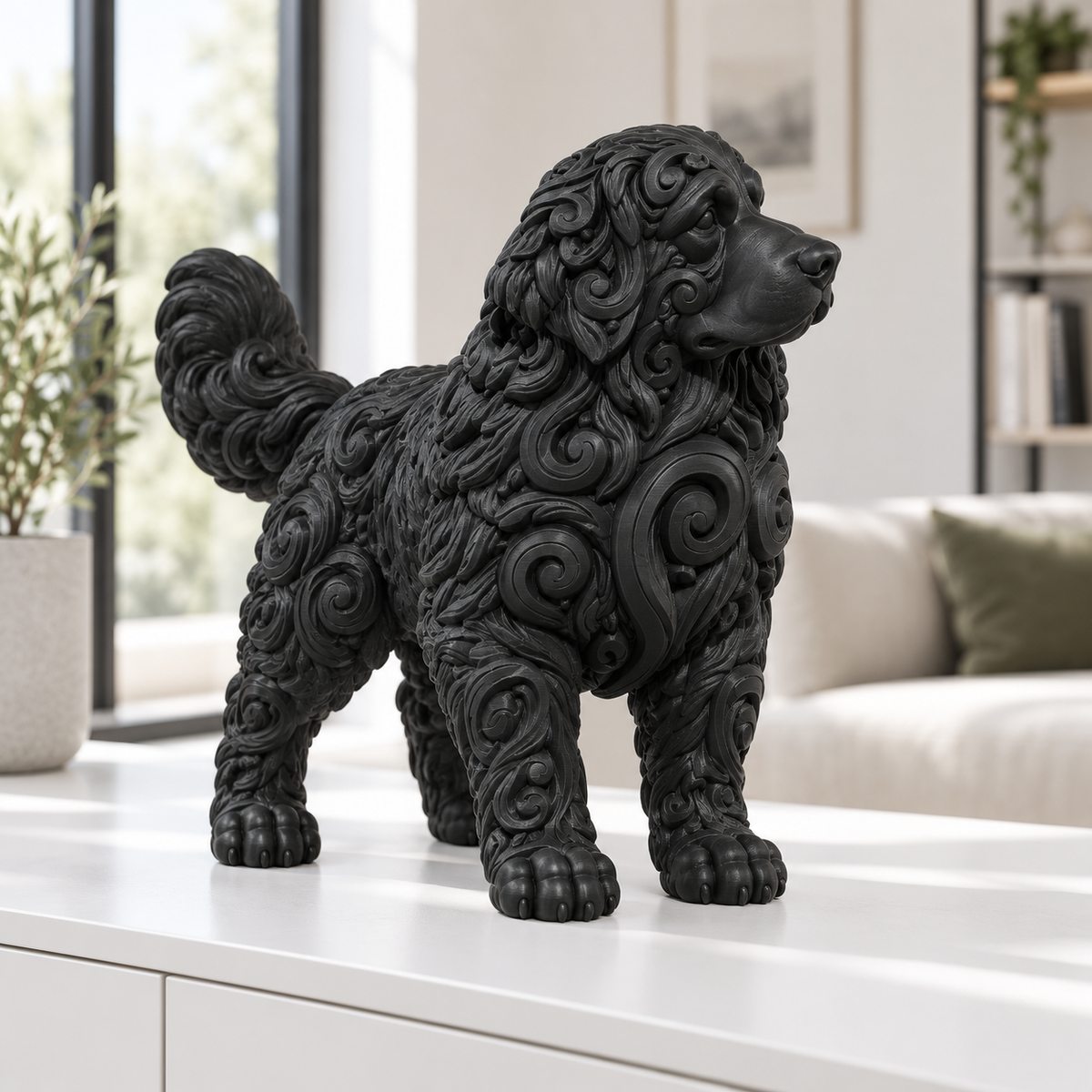 Berner Sennenhund Ornament - Schwarz gedruckt Wohnzimmer