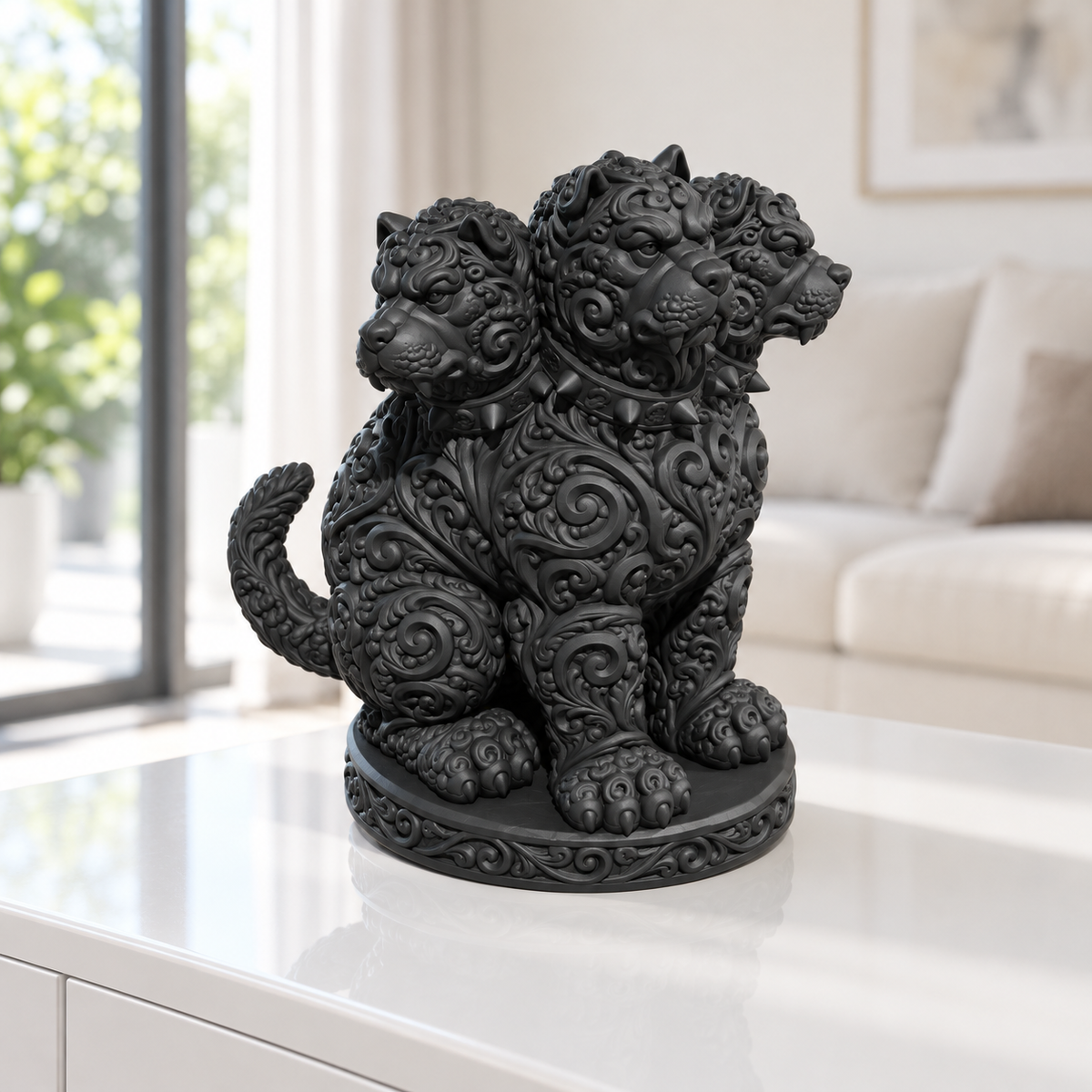 Cerberus Ornament - Schwarz gedruckt Wohnzimmer