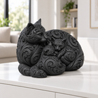 Katze mit Kätzchen Ornament - Schwarz gedruckt Wohnzimmer