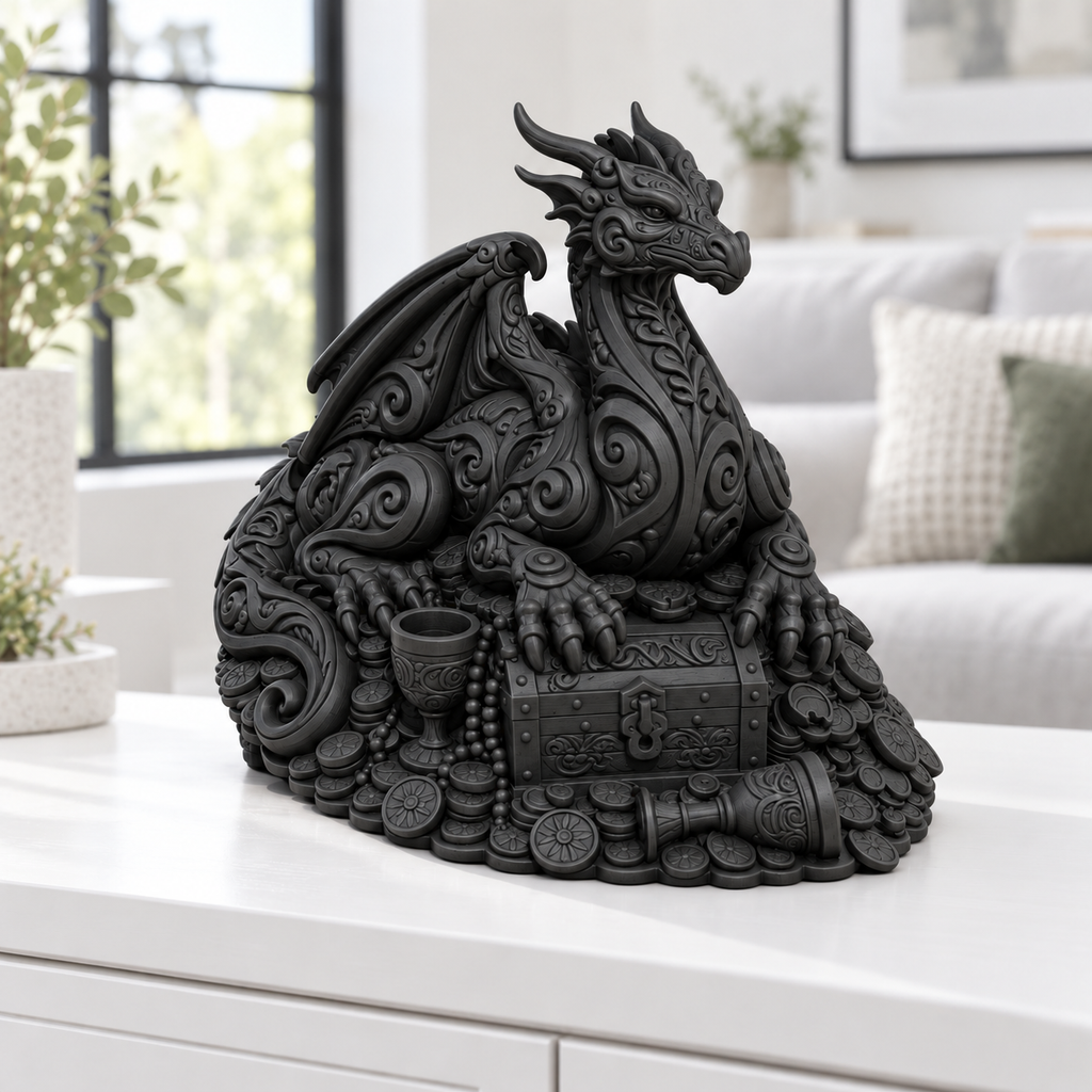 Schatzdrache Ornament - Schwarz gedruckt Wohnzimmer