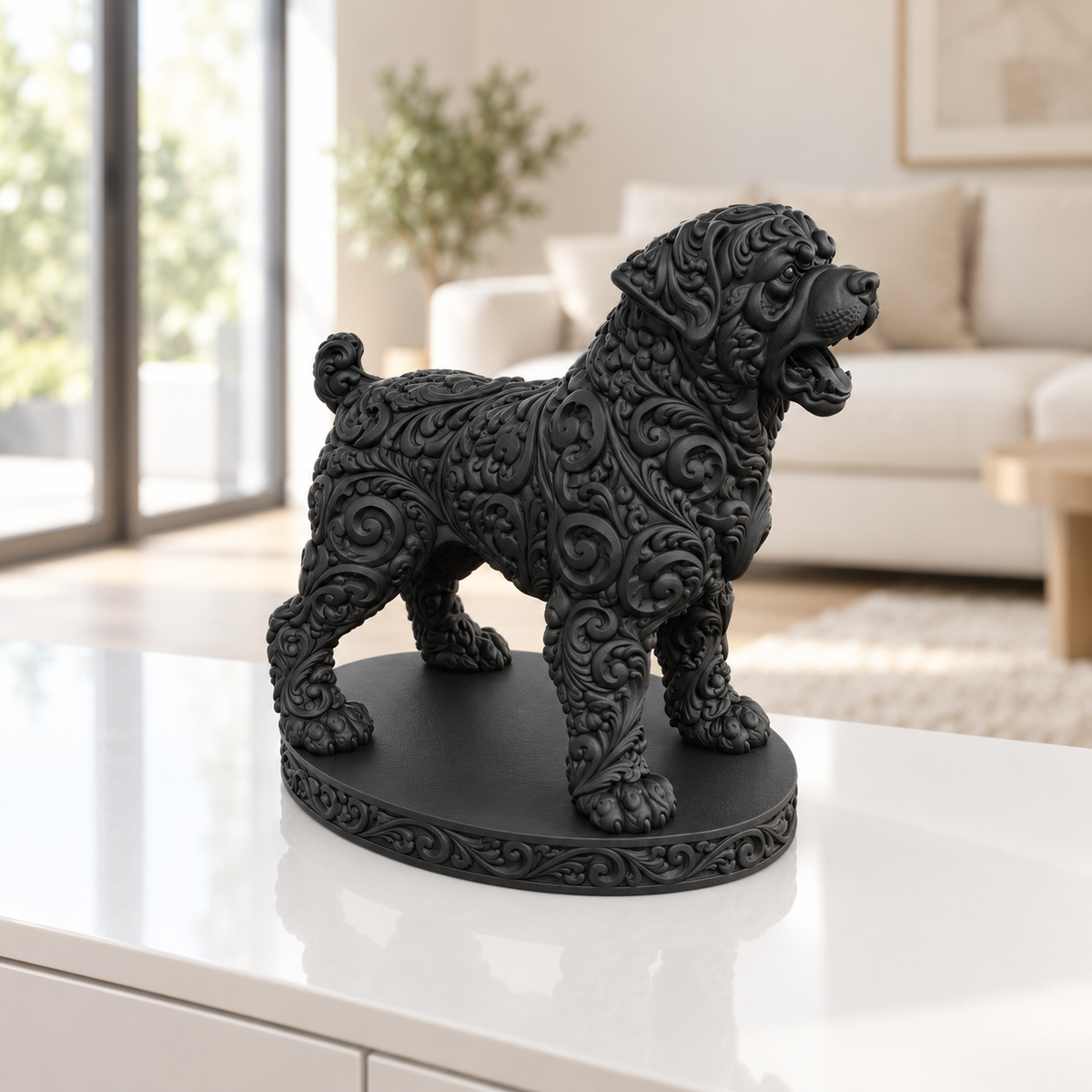 Rottweiler bellend Ornament - Schwarz gedruckt Wohnzimmer