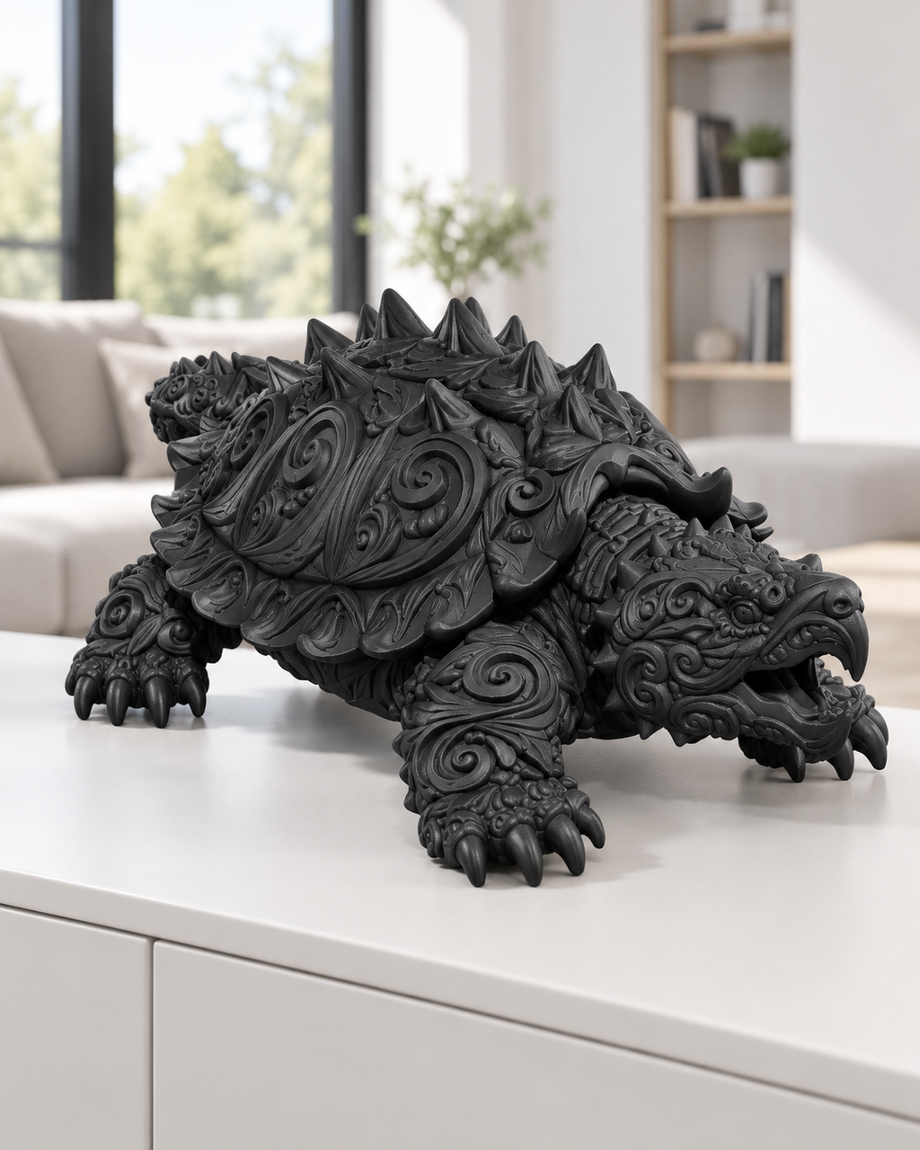 Schnappschildkröte Ornament - Schwarz gedruckt Wohnzimmer