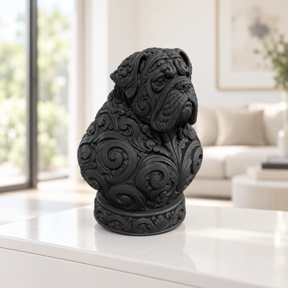 Mastiff-Büste Ornament - Schwarz gedruckt Wohnzimmer
