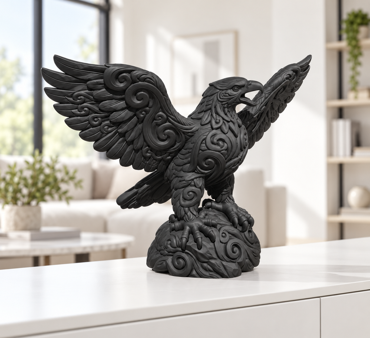 Adler mit Schwingen Ornament - Schwarz gedruckt Wohnzimmer