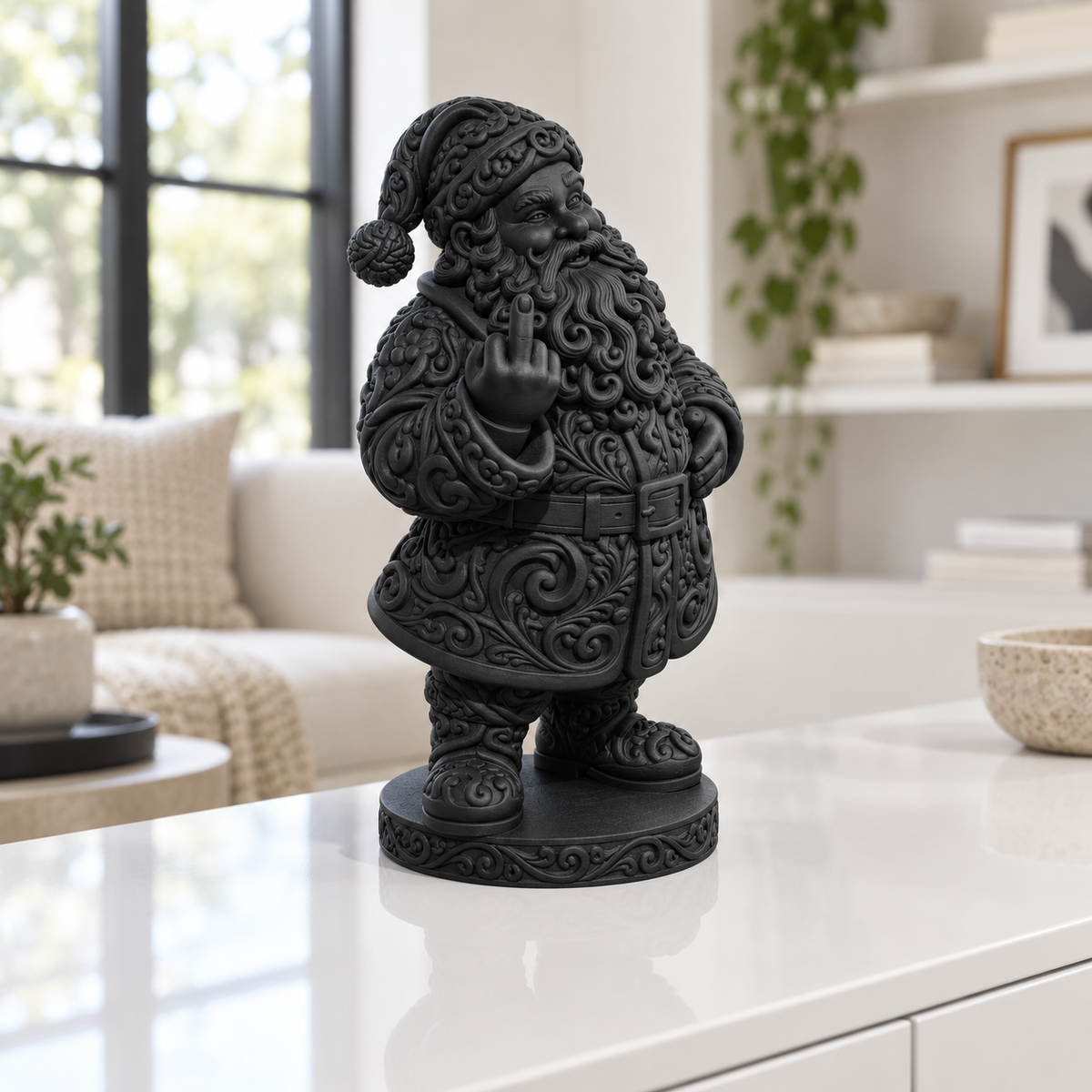 Frecher Weihnachtsmann Ornament - Schwarz gedruckt Wohnzimmer