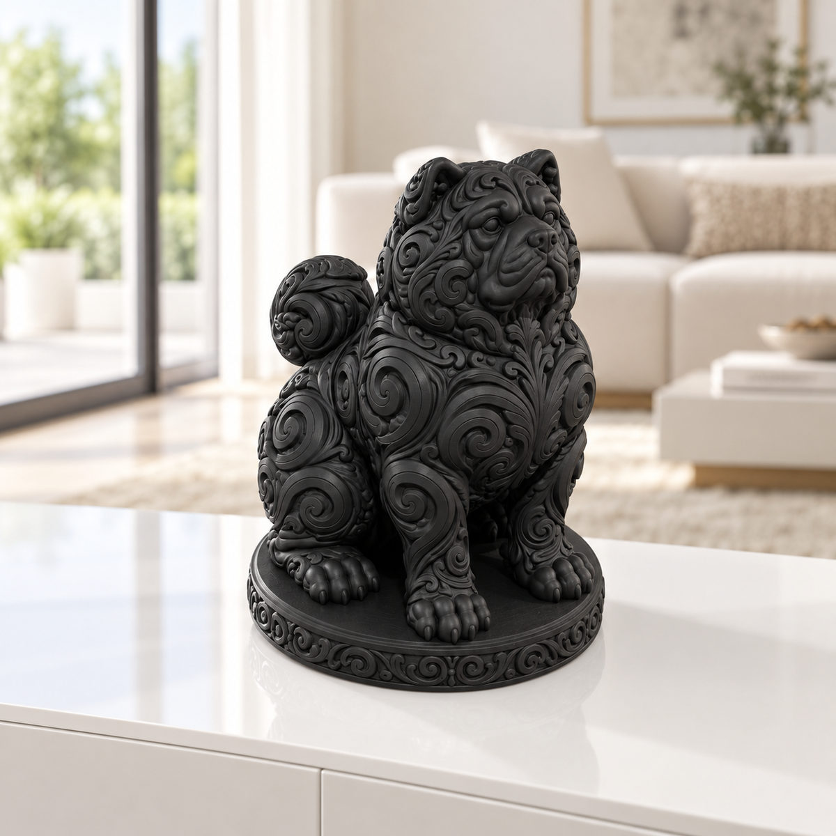 Akita Inu sitzend Ornament - Schwarz gedruckt Wohnzimmer