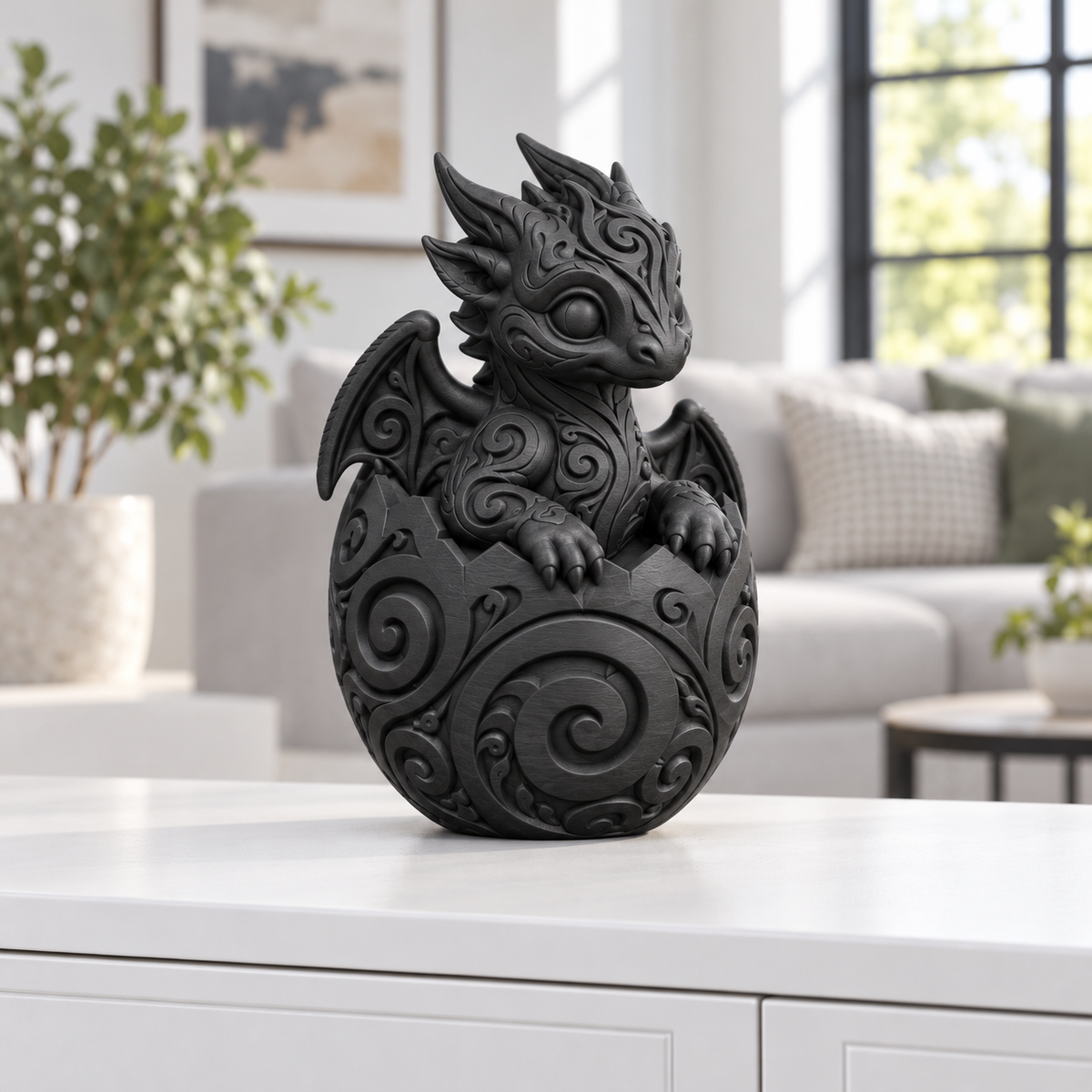 Babydrache Ornament - Schwarz gedruckt Wohnzimmer
