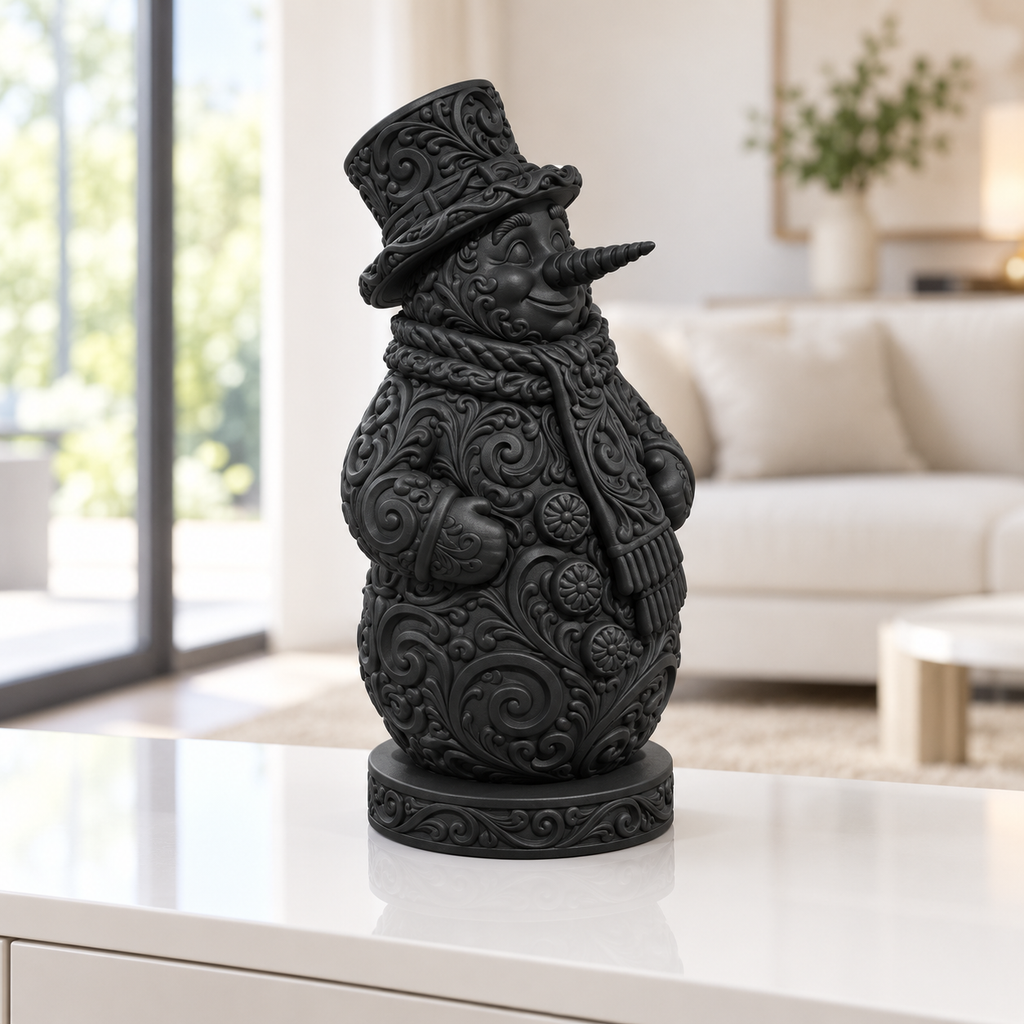 Schneemann Ornament - Schwarz gedruckt Wohnzimmer