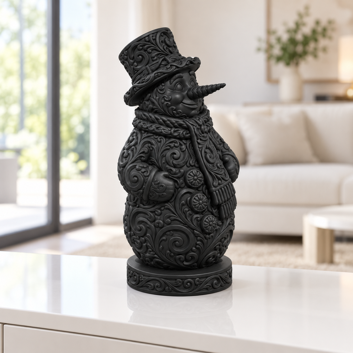 Schneemann Ornament - Schwarz gedruckt Wohnzimmer
