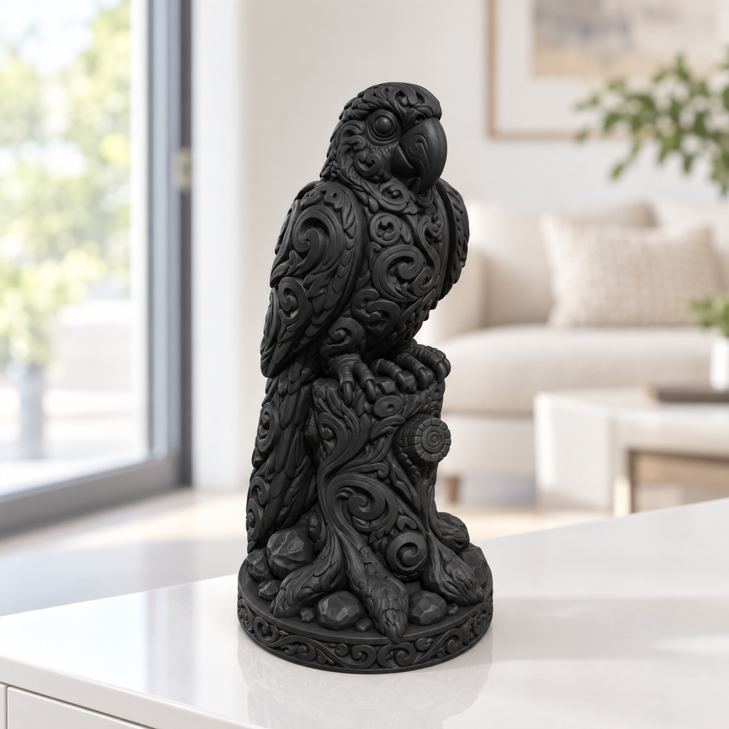 Ara auf Baumstumpf Ornament - Schwarz gedruckt Wohnzimmer