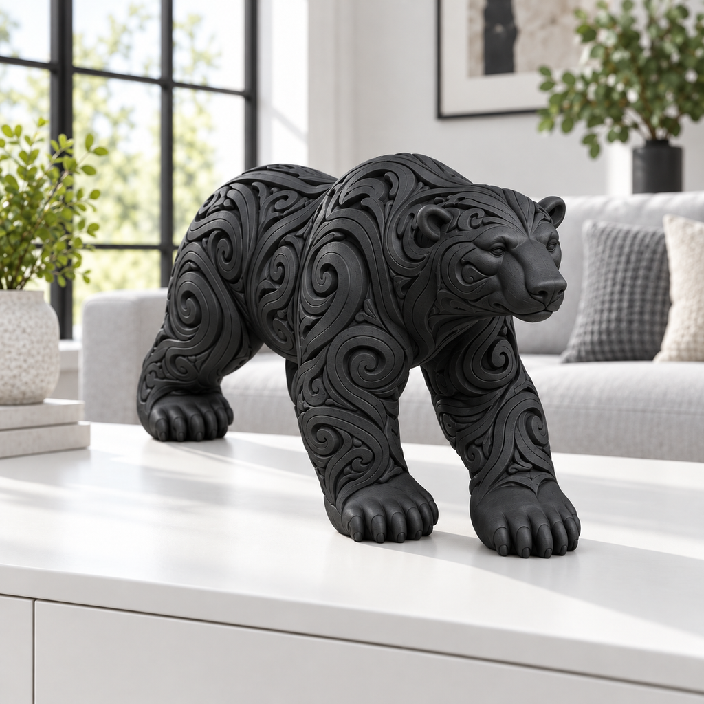 Eisbär Ornament - Schwarz gedruckt Wohnzimmer