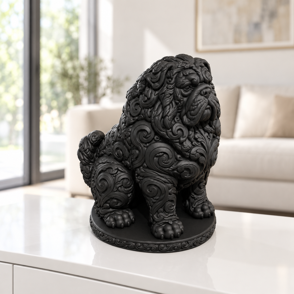 Tibetmastiff Ornament - Schwarz gedruckt Wohnzimmer