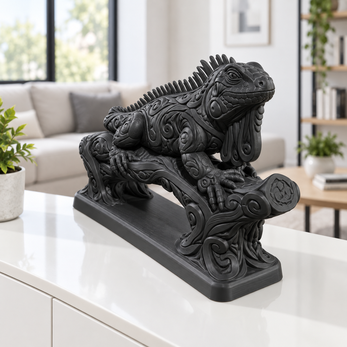 Leguan Ornament - Schwarz gedruckt Wohnzimmer