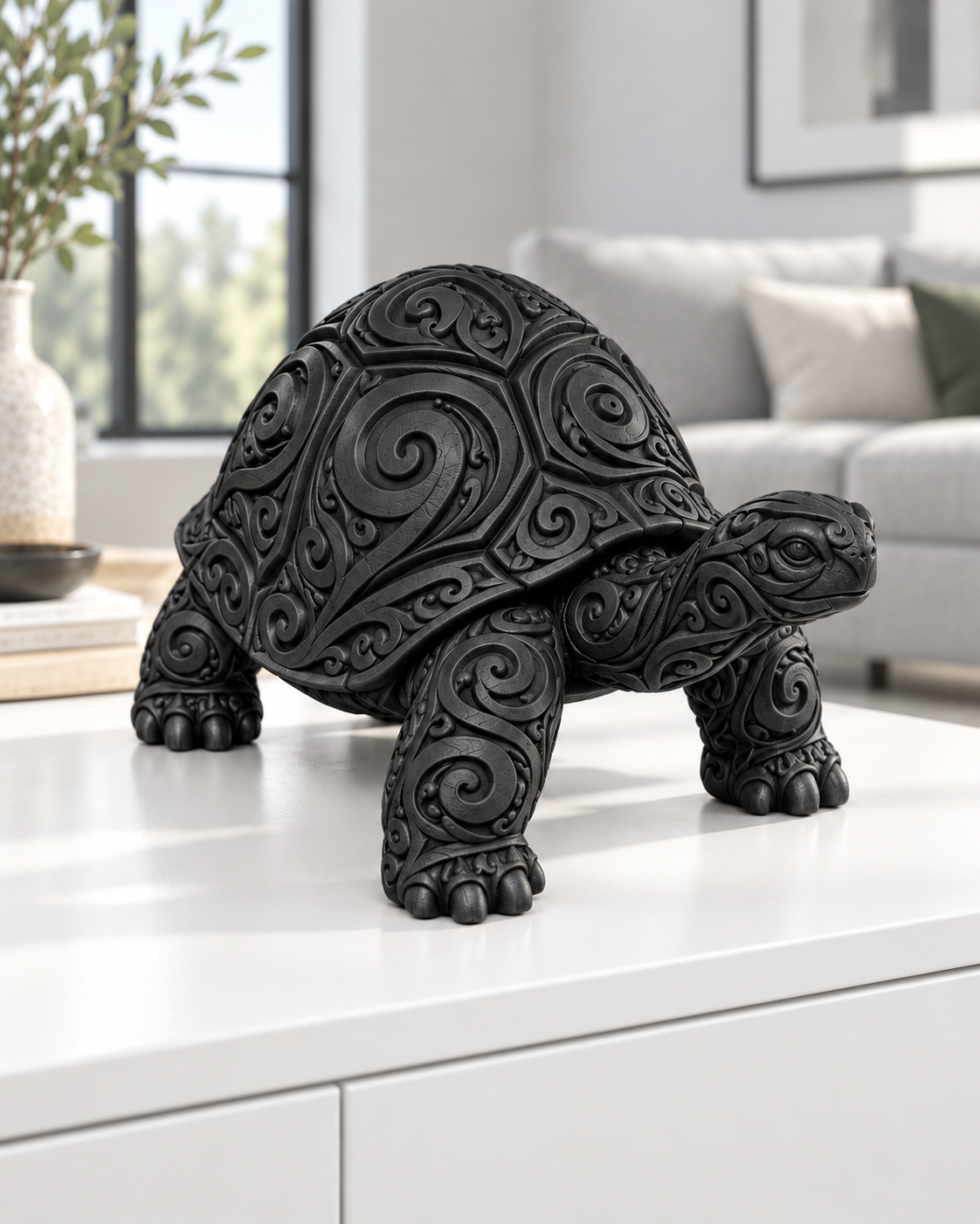 Schildkröte Ornament - Schwarz gedruckt Wohnzimmer