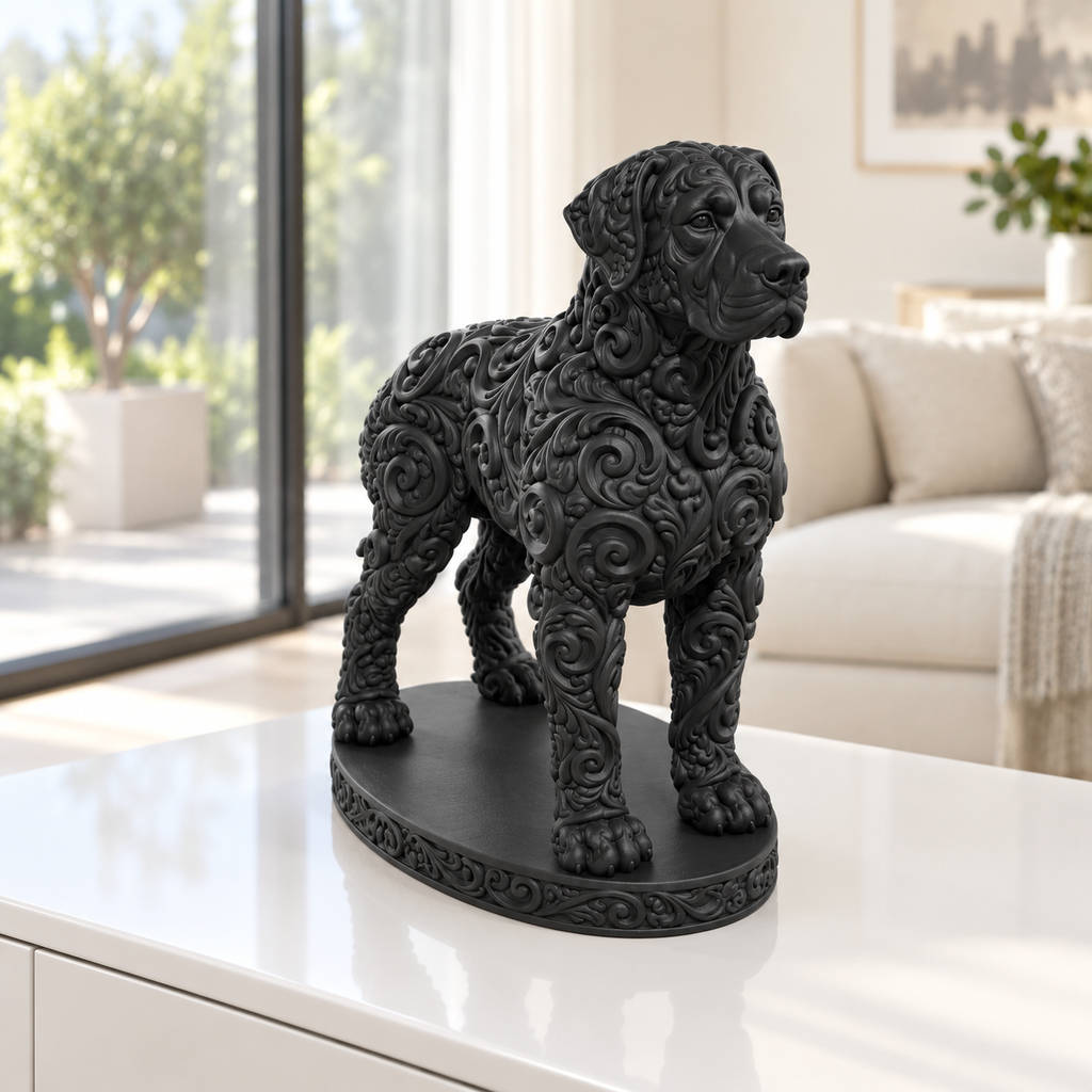 Dogo Argentino Ornament - Schwarz gedruckt Wohnzimmer