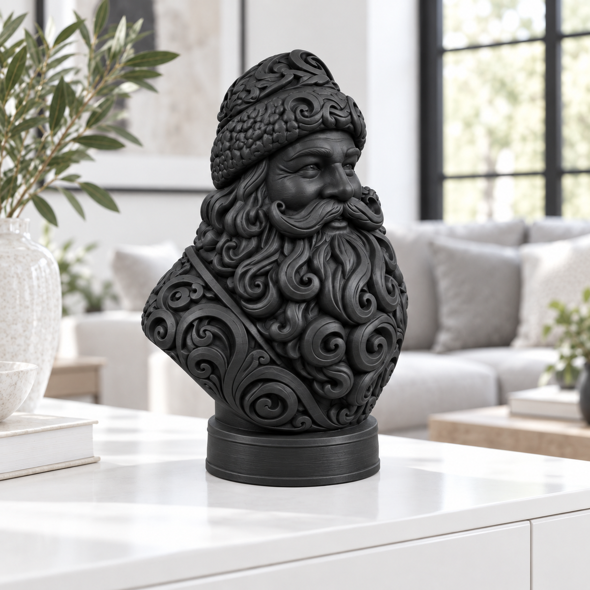 Weihnachtsmann-Büste Ornament - Schwarz gedruckt Wohnzimmer