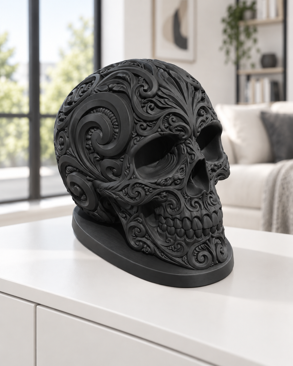 Totenkopf Ornament - Schwarz gedruckt Wohnzimmer