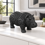 Nilpferd Ornament - Schwarz gedruckt Wohnzimmer