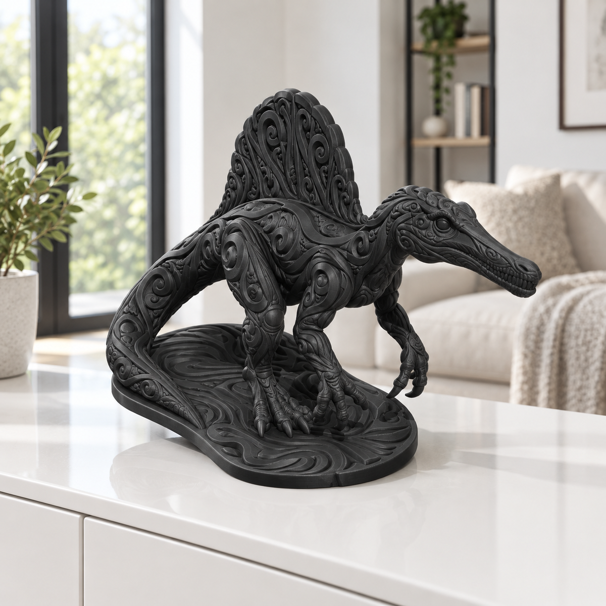 Spinosaurus Ornament - Schwarz gedruckt Wohnzimmer
