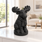 Elch mit Schal Ornament - Schwarz gedruckt Wohnzimmer