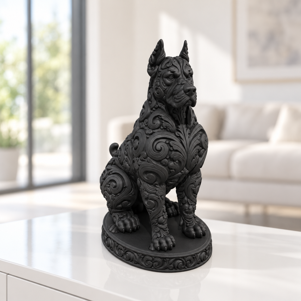 Dobermann sitzend Ornament - Schwarz gedruckt Wohnzimmer